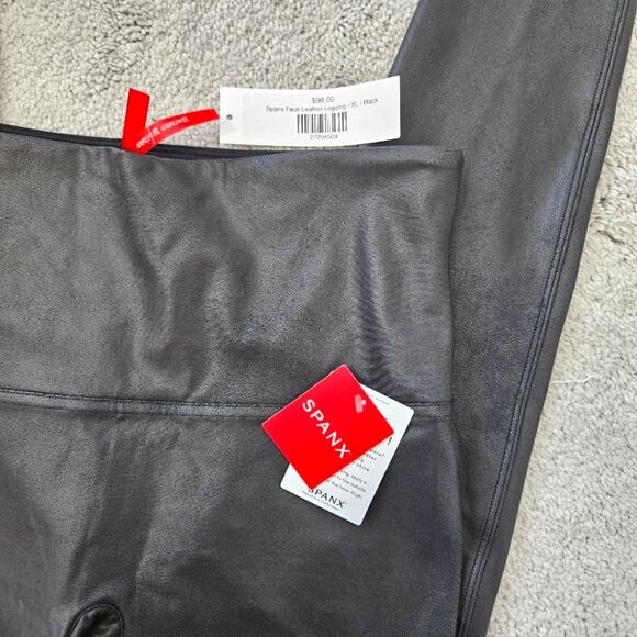 NWT Spanx | Matte Black Faux Leather Leggings 2437, Womens XL - Picture 8 of 9